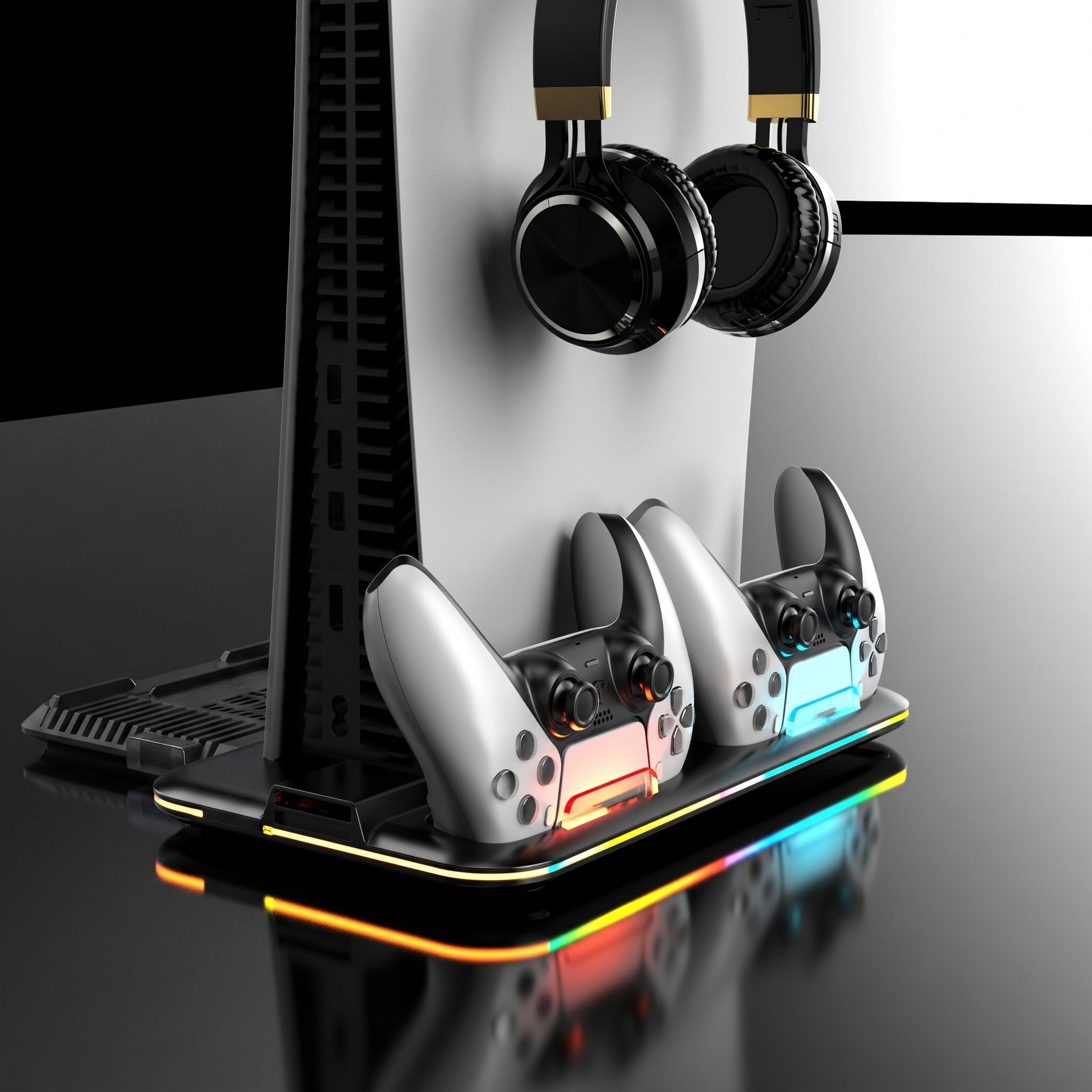 PS5 Dual Fast-Charging Station with RGB Base & Headset Stand